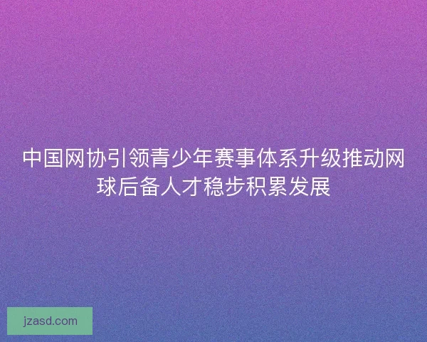 中国网协引领青少年赛事体系升级推动网球后备人才稳步积累发展